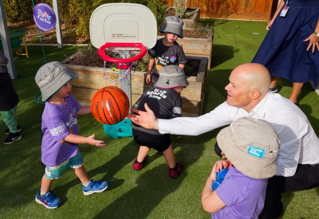 Play Active launch Todd with children
